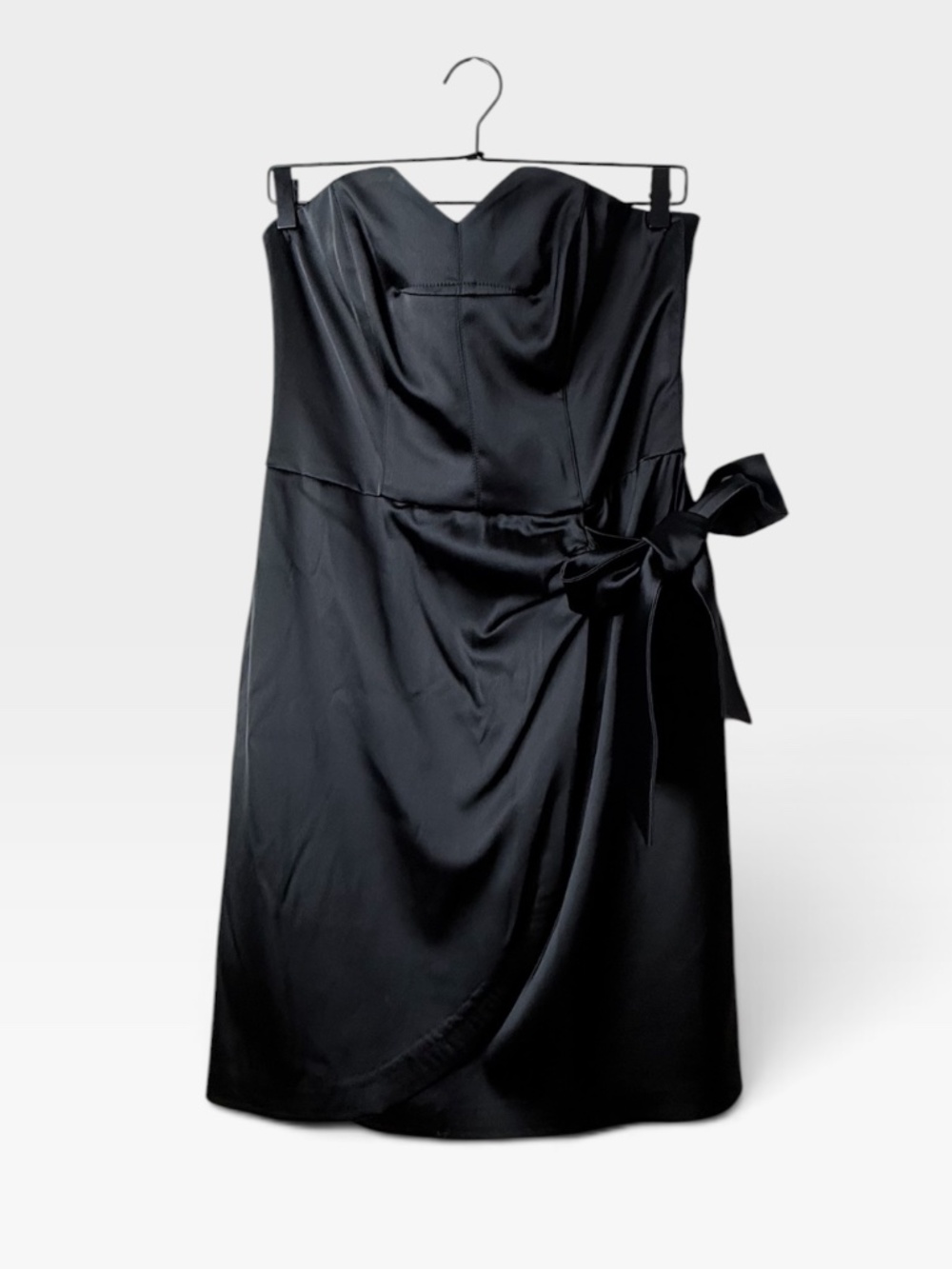 La Perla Collezione Black Strapless Mini Satin Dress Size 46 Made in Italy (L)